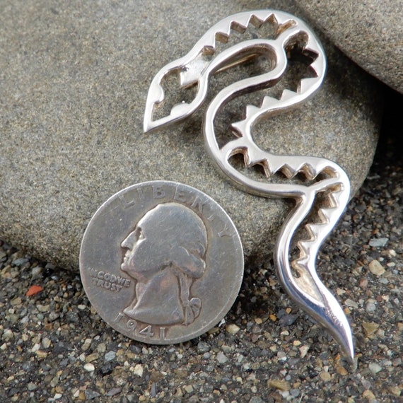 Rattle Snake Pin, Sterling, Diamond Back, Signed,… - image 4