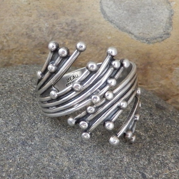 Modernist Ring, Atomic Age, Adjustable, Populuxe … - image 6