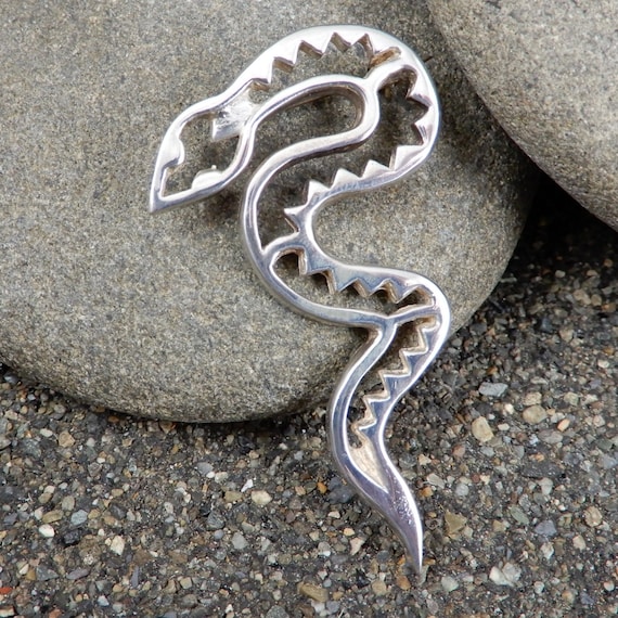 Rattle Snake Pin, Sterling, Diamond Back, Signed,… - image 2