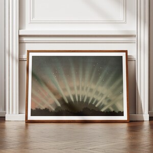 Aurora Borealis Noorderlicht Art Print poster - hemelse nachtelijke hemel - Étienne Trouvelot astronomie muurkunst - vintage sterrenkaart decor