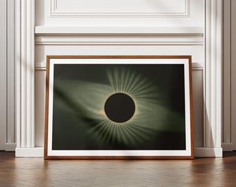 Solar Eclipse Wall Art Print - Trouvelot Astronomical Drawing - 1882 Vintage Celestial Poster - Eclipse Science Art - Solar System Decor