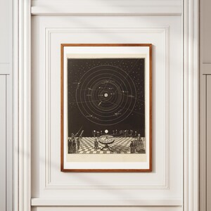 Orrery Solar System Print - Celestial Astronomy Diagram - Universe Cosmos Poster - Vintage Space Science Wall Art - Space Lovers Wall Decor
