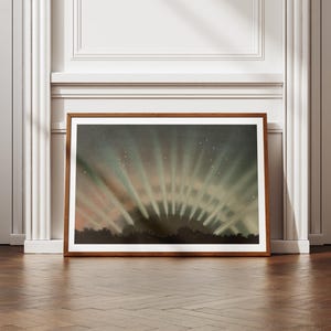 Aurora Borealis Nordlichter Kunstdruck Poster - Celestial Night Sky - Étienne Trouvelot Astronomie Wandkunst - Vintage Sternenkarte Dekor