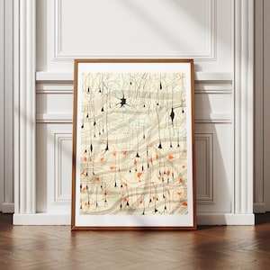 Neuron Art Print – Golgi Dog Olfactory Bulb Illustration - Vintage Nervous System Science Art - Anatomical Brain Wall Decor - Histology Art