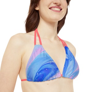 Cool Pastel Color Flow Pattern Strappy Bikini Set AOP zdjęcie 6