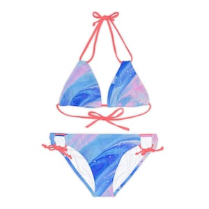 Cool Pastel Color Flow Pattern Strappy Bikini Set AOP zdjęcie 1