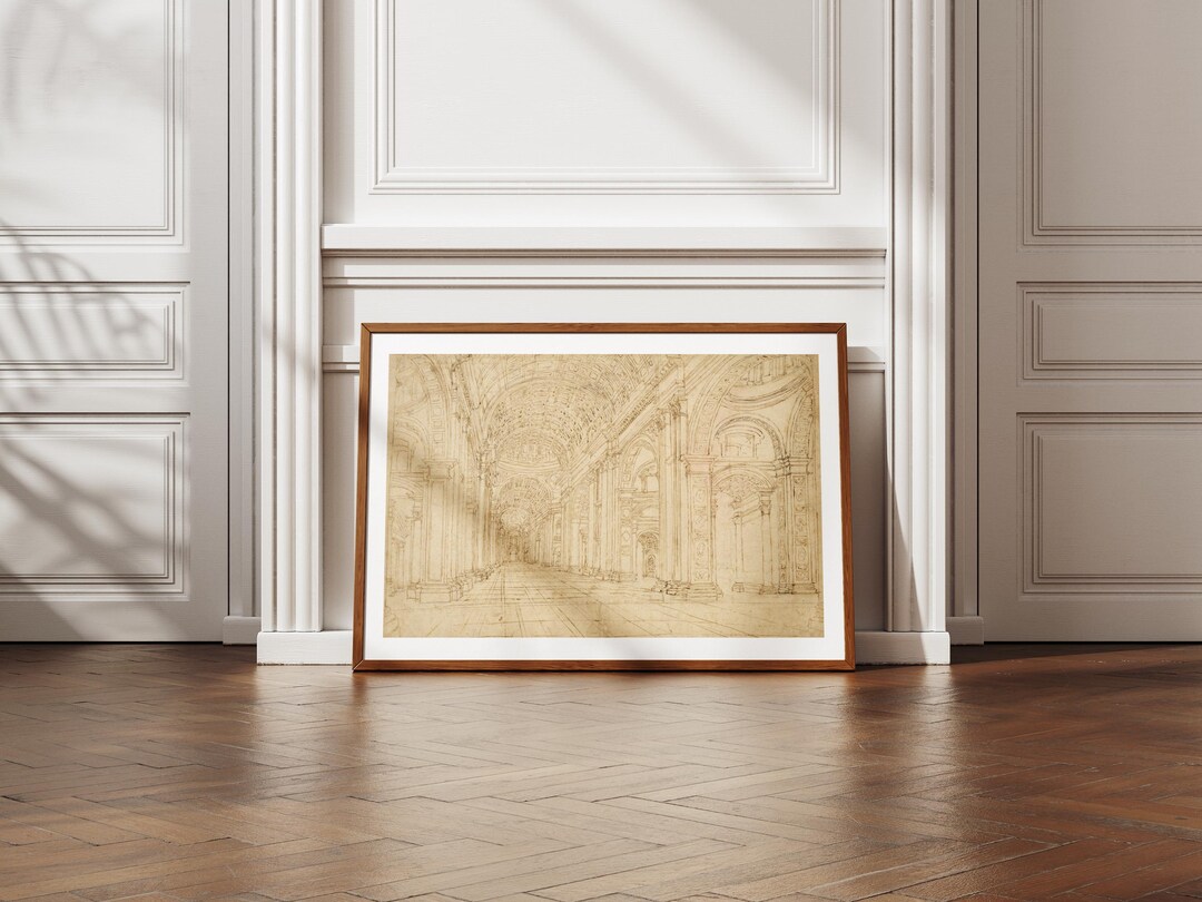 Italian Architectural Art Print - Rome Cathedral Linework Drawing ...