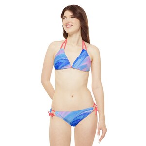 Cool Pastel Color Flow Pattern Strappy Bikini Set AOP zdjęcie 3