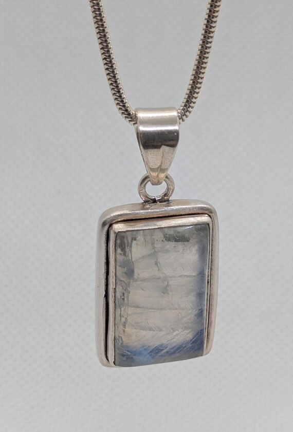 Indian Silver Rectangular Moonstone Pendant. 2.8 … - image 4