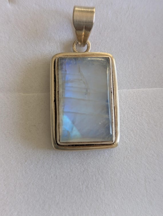 Indian Silver Rectangular Moonstone Pendant. 2.8 … - image 10