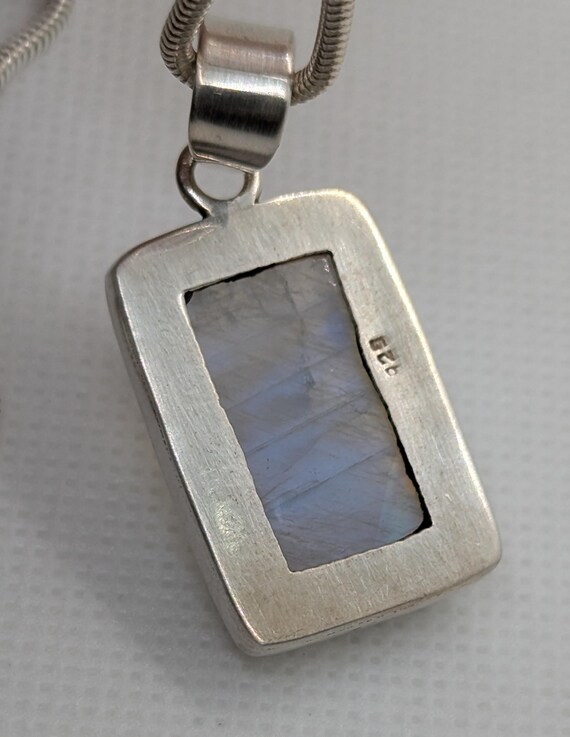 Indian Silver Rectangular Moonstone Pendant. 2.8 … - image 2
