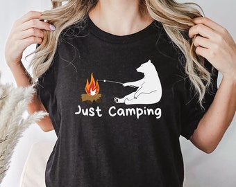 Magliette da campeggio, Campo, Fuoco da campo, Fuoco, Abbigliamento da campeggio, Orso, Magliette Orso, Maglietta del fuoco, Attrezzatura da campeggio, Relax, Marshmallow