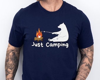 Magliette da campeggio, Campo, Fuoco da campo, Fuoco, Abbigliamento da campeggio, Orso, Magliette Orso, Maglietta del fuoco, Attrezzatura da campeggio, Relax, Marshmallow