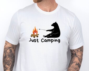 Magliette da campeggio, Campo, Fuoco da campo, Fuoco, Abbigliamento da campeggio, Orso, Magliette Orso, Maglietta del fuoco, Attrezzatura da campeggio, Relax, Marshmallow
