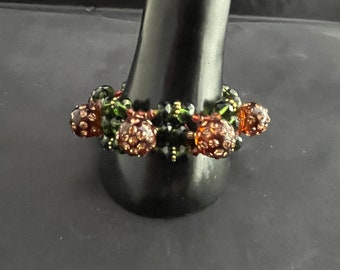 Bracelet vintage des années 1990, perles épaisses, style vert, verre marron, bijoux tendance, cadeau pour elle, cadeau pour lui, mode durable