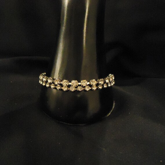 Vintage Bracelet Clear Rhinestones Glass Crystals… - image 1