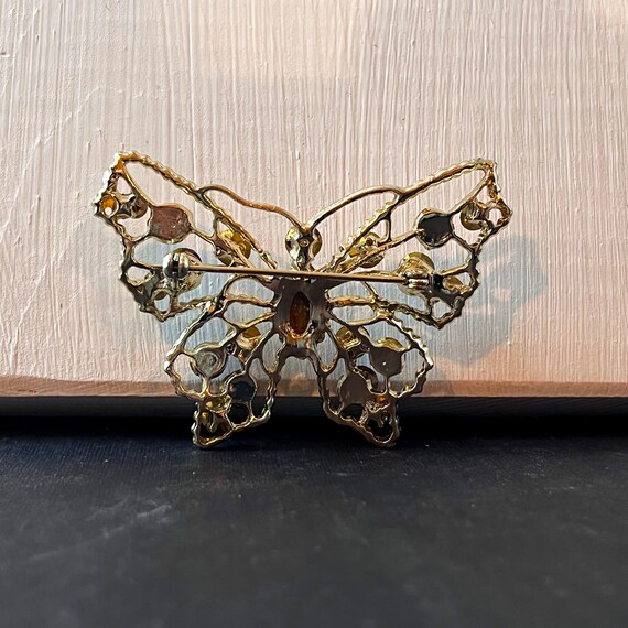 Rhinestone Butterfly Brooch Pin Dark Purple Ameth… - image 3