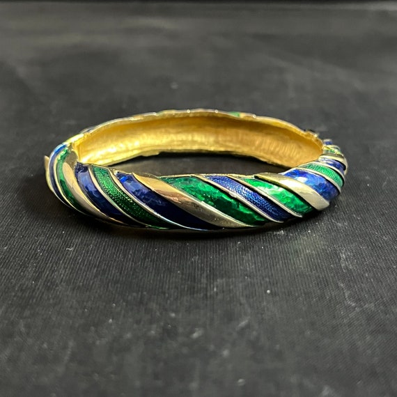 Boucher Bracelet 8641B Blue Emerald Green Enamel … - image 7