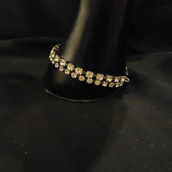 Vintage Bracelet Clear Rhinestones Glass Crystals… - image 3