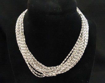 Vloeibare zilveren ketting Multi strengen verstelbare Vintage jaren 1960 kostuum sieraden cadeau voor haar hem Grannycore Chic