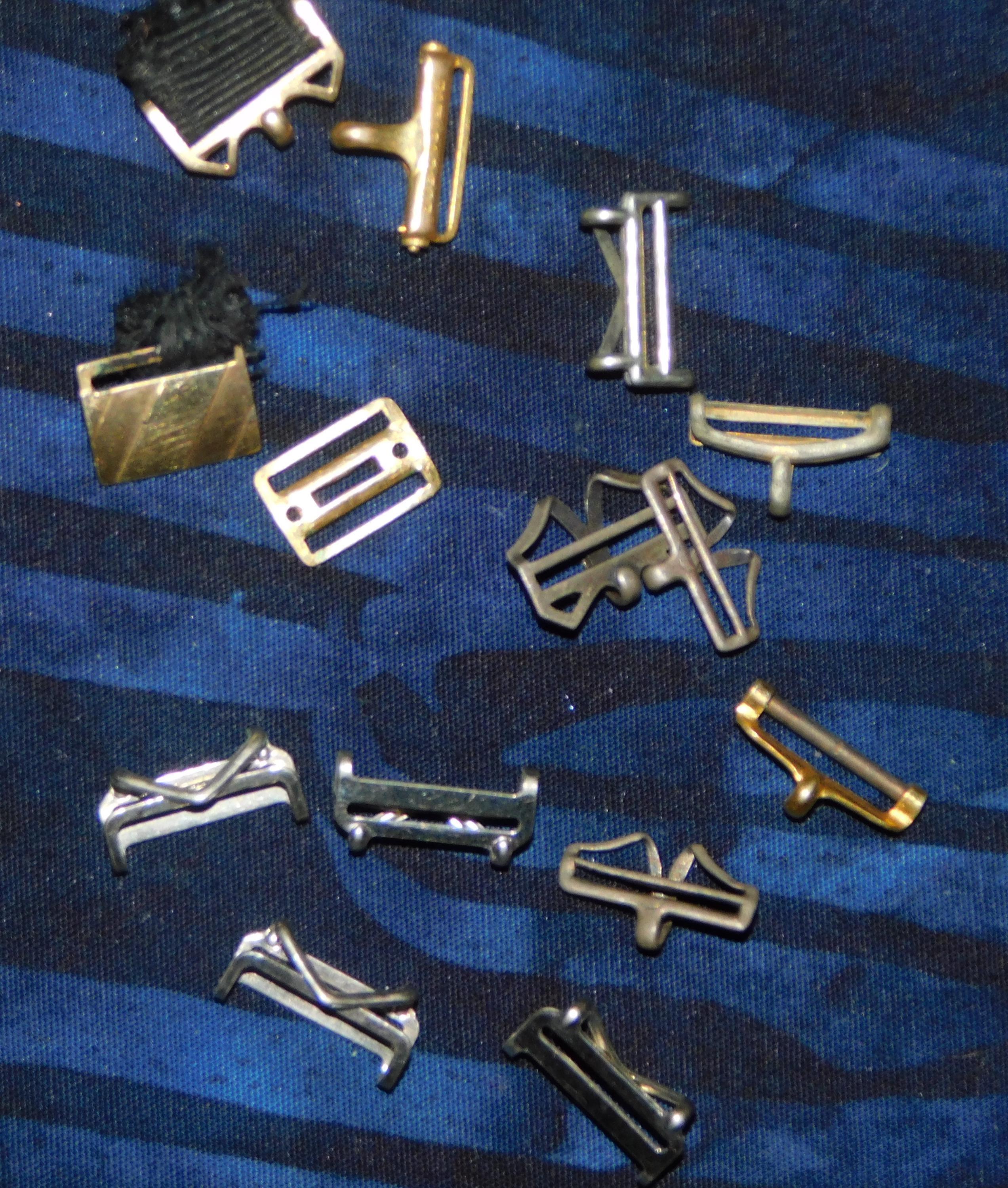 Lot of Antique Ribbon Watch Strap Ends Findings with Small Tin