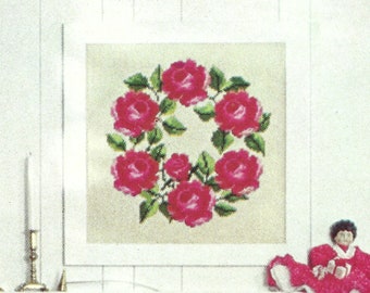 Quickpoint Rose Wreath Needlepoint Vintage PDF Pattern Digital Download
