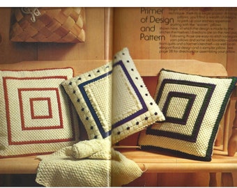 Woven Pillows Needlepoint Vintage PDF Pattern Digital Download