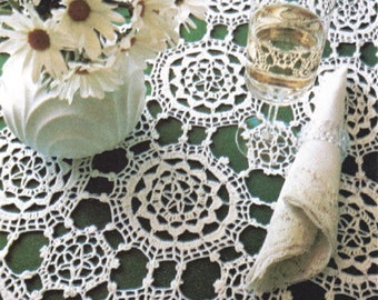 Crocheted Lace Tablecloth Vintage PDF Pattern Digital Download