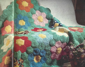 Grandmother's Flower Garden Crochet Afghan Vintage PDF Pattern Digital Download