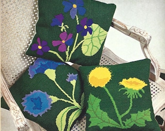 Easy-to-Stitch Wildflower Designs Needlepoint Vintage PDF Pattern Digital Download