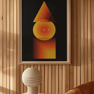 KVADRATISK CIRKEL TRIANGEL (Giclée Fine Art Print) Geometrisk design (5x7 8x10 11x14 12x16 12x18 16x20 18x24 24x36)