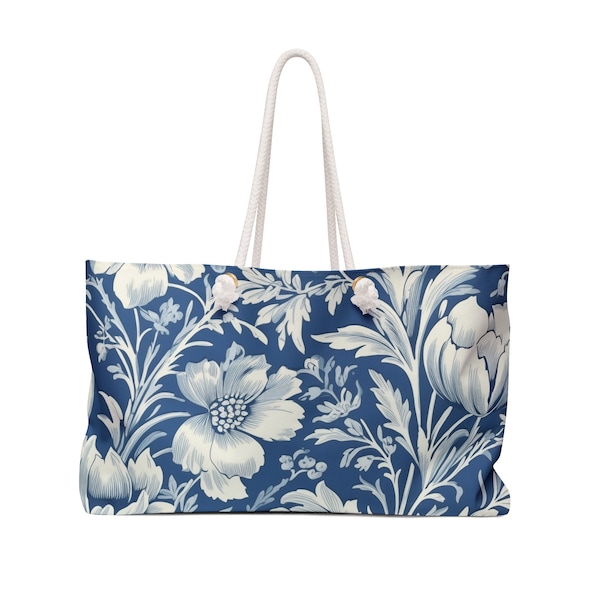 Blue Floral Weekender Bag