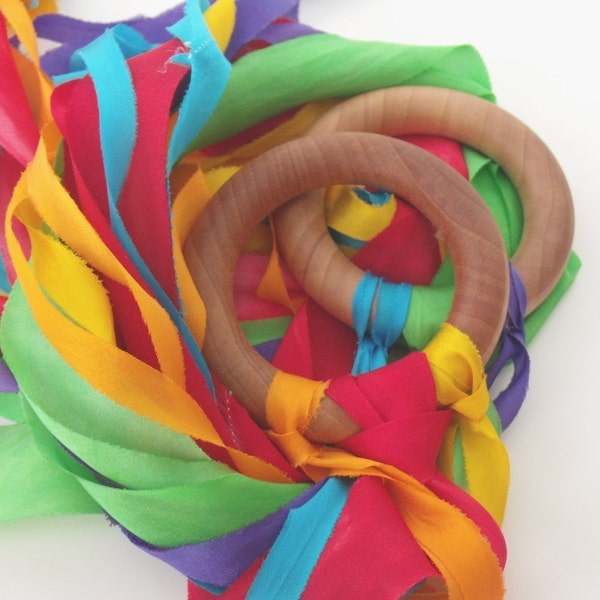 Flutterbies, Rainbow (All Natural Silk Ribbon Ring Toys)