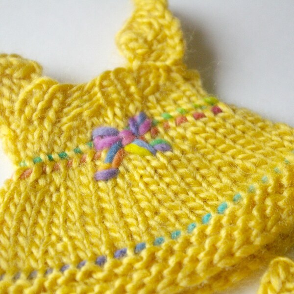 SALE! Small Waldorf Doll Outfit: Hand Knit Natural Wool Dress and Bloomers Set for Micro Dollies (7" 8")