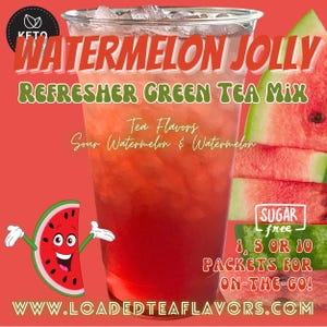 Refresher Tea Keto Energy Drink Mix Packets: WATERMELON JOLLY Sugar-Free