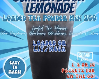 Loaded Tea Flavor Powder Energy Drink Mix Packets: SUMMER BERRY LEMONADE To Go