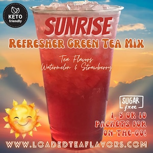 Refresher Tea Keto Energy Drink Mix Packets: SUNRISE Zero Calorie Sugar-Free