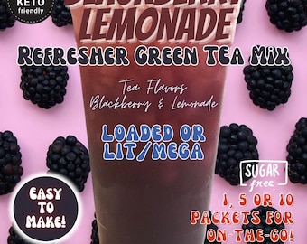 Refresher Tea Keto Energy Drink Mix Packets: BLACKBERRY LEMONADE Sugar-Free