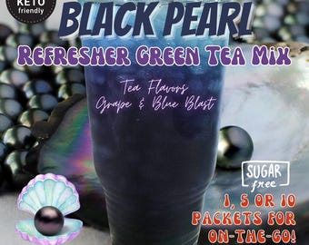 Refresher Tea Keto Energy Drink Mix Packets: BLACK PEARL Zero Calorie Sugar-Free