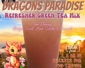 Refresher Tea Keto Energy Drink Mix Packets: DRAGONS PARADISE Sugar-Free