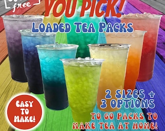 Energy Loaded Tea Packs YOU PICK Variety To Go Sticks Mega Lit Boosted Tea Bombs
