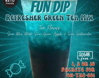 Refresher Tea Keto Energy Drink Mix Packets: FUN DIP Zero Calorie Sugar-Free