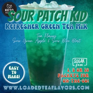 Refresher Tea Keto Energy Drink Mix Packets: SOUR PATCH KID 0-Calorie Sugar-Free