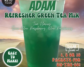 Refresher Tea Keto Energy Drink Mix Packets: ADAM Zero Calorie Sugar-Free