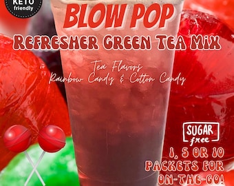 Refresher Tea Keto Energy Drink Mix Packets: BLOW POP Zero Calorie Sugar-Free