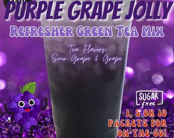 Refresher Tea Keto Energy Drink Mix Packets: PURPLE GRAPE JOLLY Sugar-Free