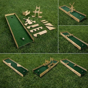 Finger Putts, construye tu propio campo de golf en miniatura de 10 hoyos, juego de golf de mesa, juego de mesa de minigolf, golf de mesa, juego de mesa de madera.