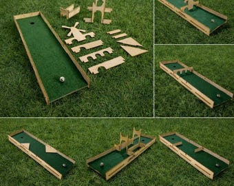 Finger Putts, Build Your Own 10 Hole Minature Crazy Golf Course, Tabletop Golf Game, Mini Golf Board Game, Table Golf, wooden board game.