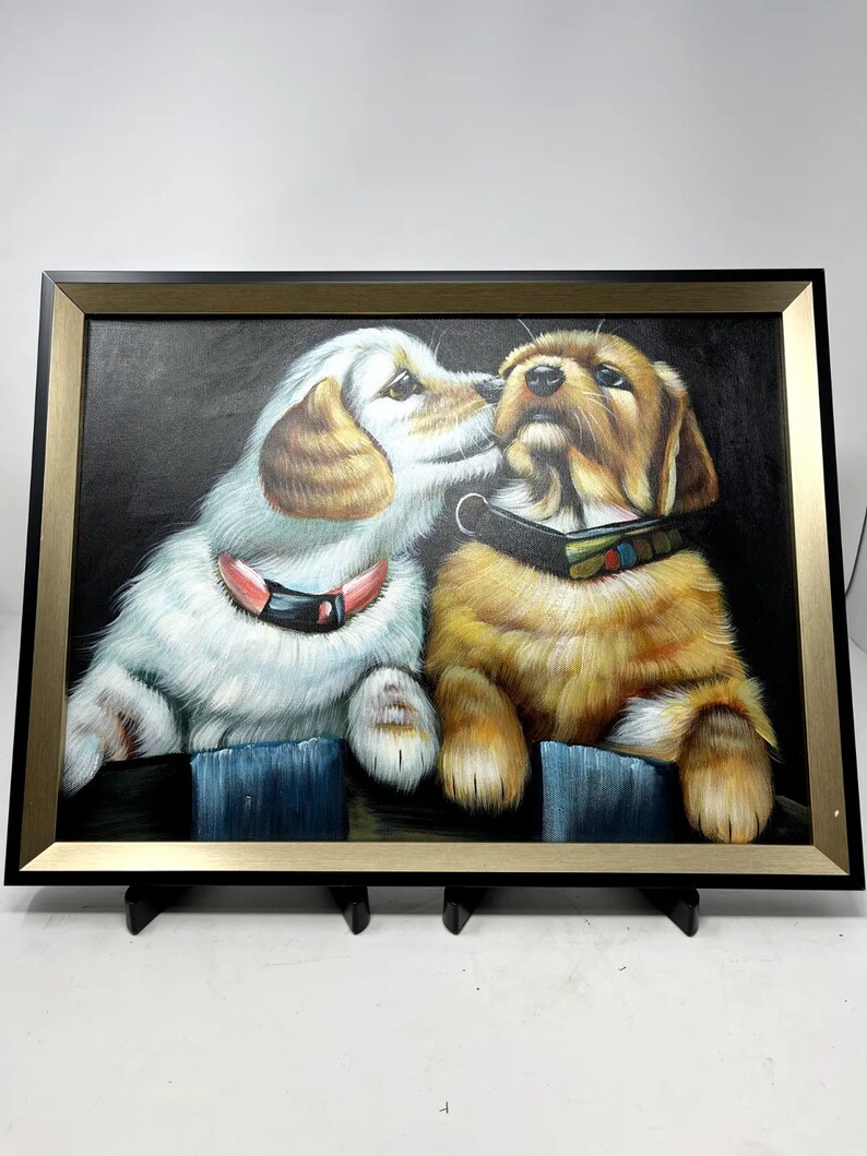 Dogs Oil Painting 17x13x1 on canvas image 1