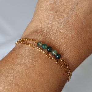 Verfijnde mosagaat armband voor dames, armband met fijne stenen kralen, delicate sieraden, cadeau voor vrouwen